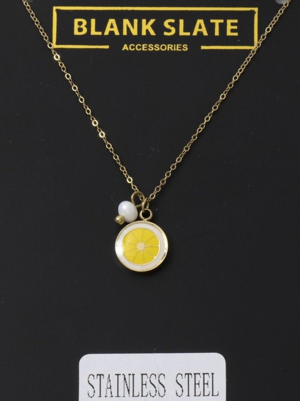 GOLD STAINLESS STEEL LEMON NECKLACE